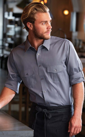 Men's Slim 2-Pckt Roll Sleeve Twill Shirt