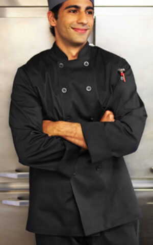 ChefWorks Black Basic 10 Button Chef Jacket