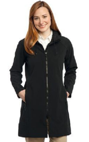 PA Ladies Black Long Hooded Soft Shell Jacket