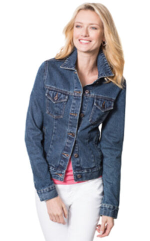 PA Ladies 13.5oz Bronze Button Washed Denim Jckt