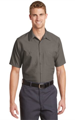 Design # 11148 Ida Claire RedKap Grey S/S Kitchen Uniform Shirt