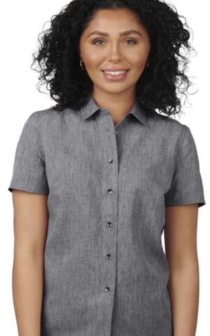Design #20085 Ladies' Short Sleeve Melange Ultra-Light Chambray Shirt