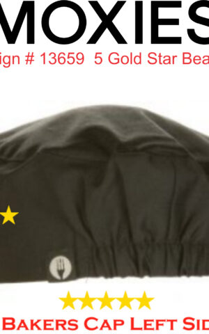 Design #13659 Five Gold Stars Beanie/Name is Optional ** Three Piece Minimum**