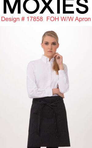 Design #17858 FOH Black with White Pinstripe Half Bistro Apron