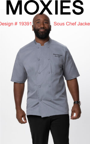Design #19391 Sous Chef Left Chest Personalized Grey Chef Jacket