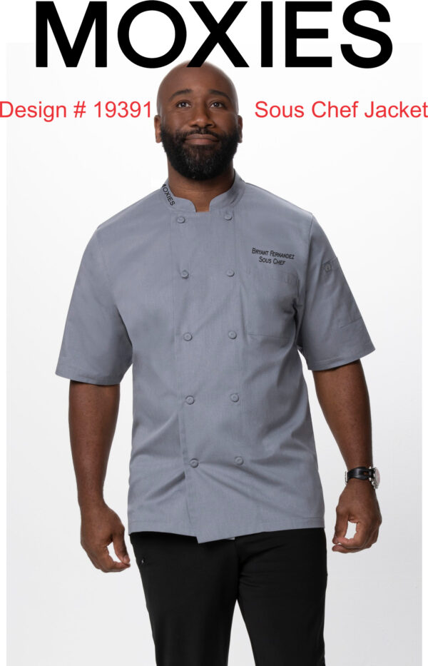 Design #19391 Sous Chef Left Chest Personalized Grey Chef Jacket | Chef ...