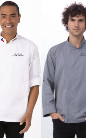 Design #17857 Hartford Executive Chef Jacket w/Left Collar Logo & Left Chest Name & Title
