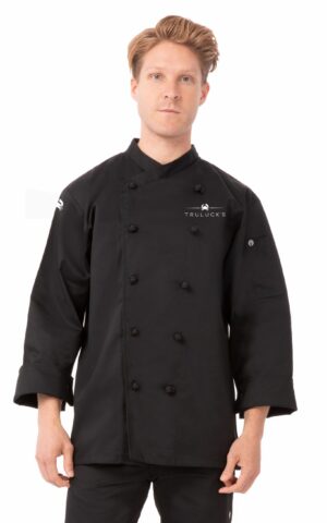 #20551 Montpellier 6.2oz Busser Black Long Sleeve Uniform Jacket