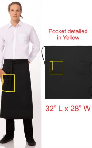 Full Bistro One Pocket Apron with pencil divide -- USA Made