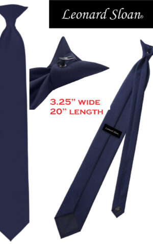 Design # 20721 Hudson House/ Waitstaff Dark Navy Clip-On 20" x 3.25" Tie